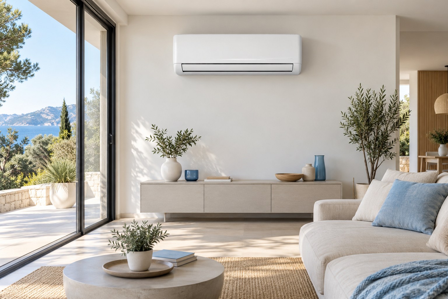 Climatisation murale dans une pièce de vie